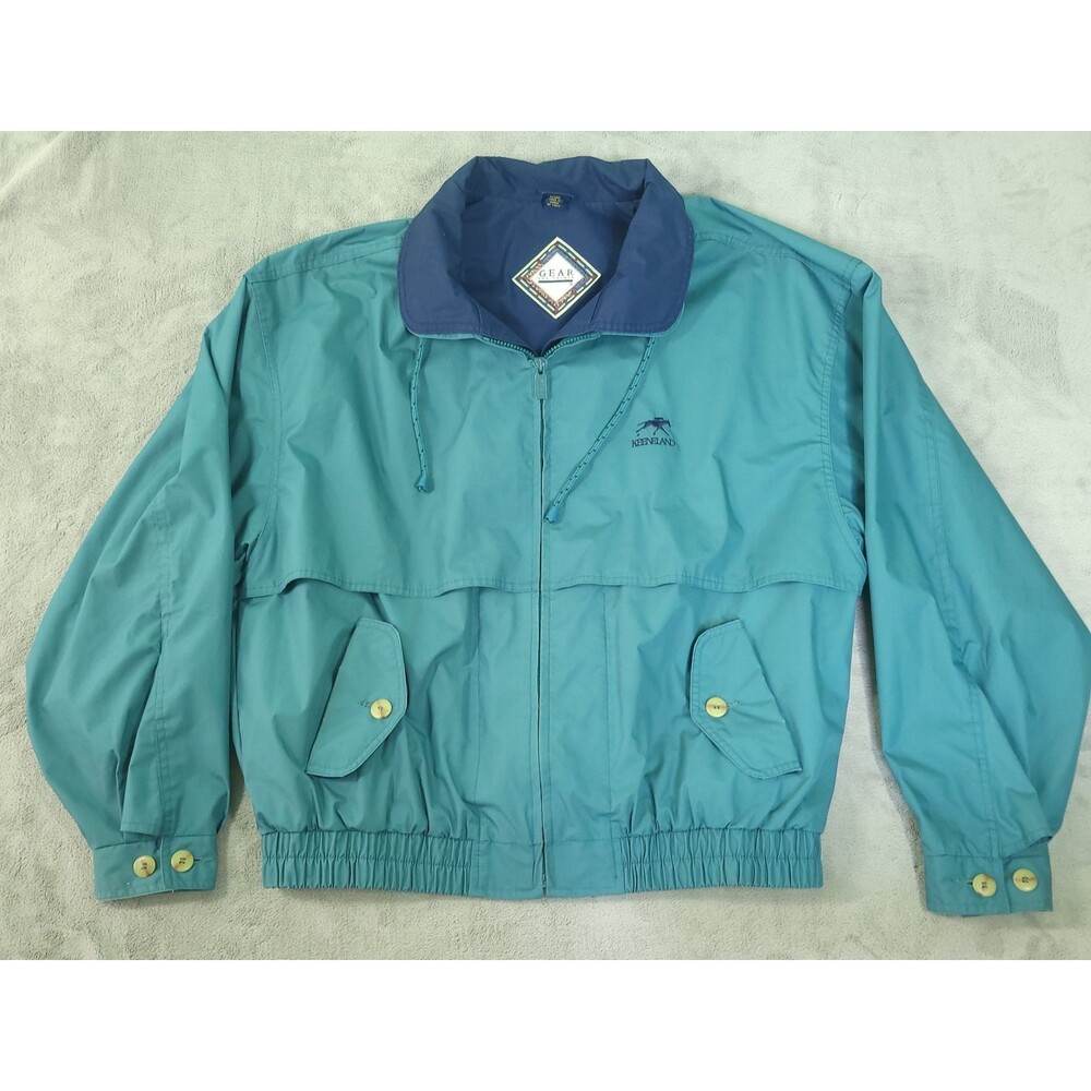 Keeneland Racetrack Jacket Mens Green Size XL Gear for Sports Vintage 90s